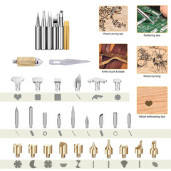 28-Piece Pyrography Kit – Copper Welding & Soldering Tips for Wood Burning Pens
