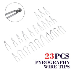 23-Piece Adjustable Temp Pyrography Pen – NiCr Alloy Tips & Stencil