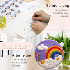 DIY Wool Felting Painting Kit With Frame Handmade Needle Wool Painting Hot Air Balloon For Home Decors Crafts Gift